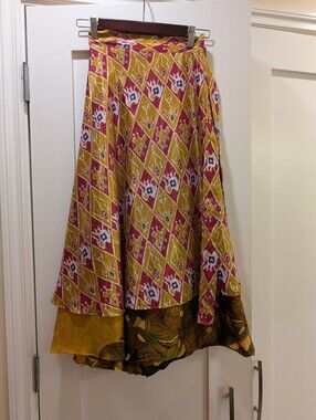 Guru 100% Silk Reversible Wrap Skirt